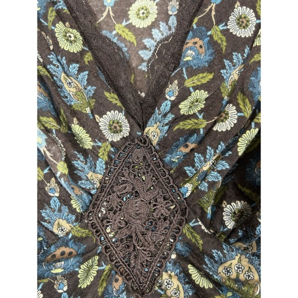 VTG Cato Y2K Lace Trim Babydoll Top Size L Brown Boho Forest Fairy Grunge Witchy - Picture 8 of 13